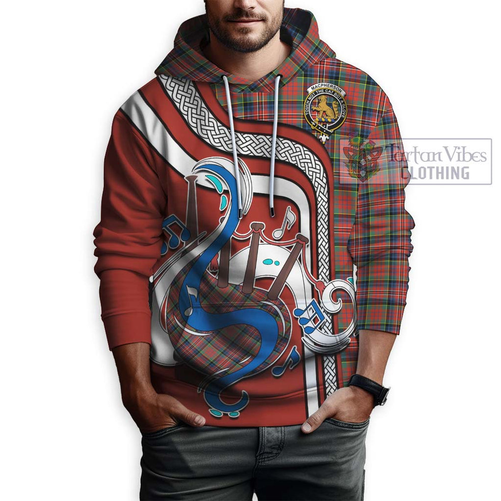 MacPherson Ancient Tartan Hoodie with Epic Bagpipe Style Zip Hoodie - Tartanvibesclothing Shop