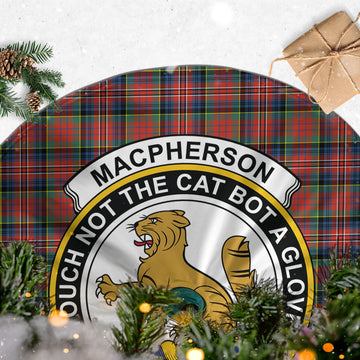 MacPherson Ancient Tartan Christmas Tree Skirt with Family Crest