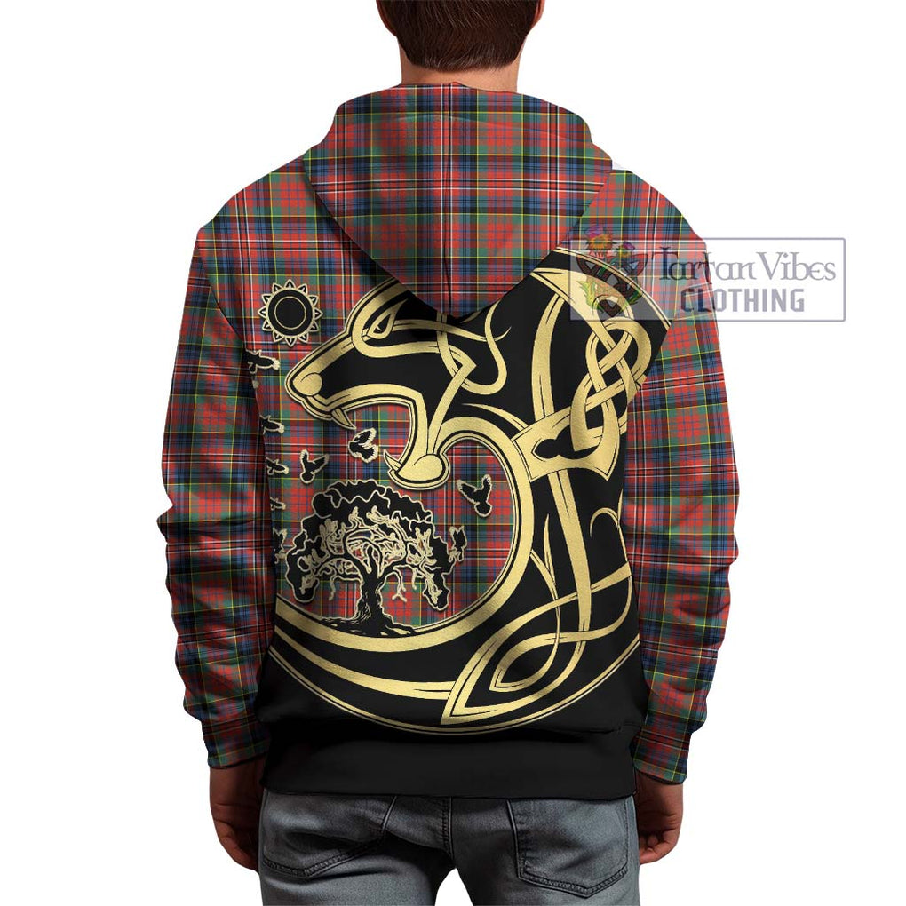 MacPherson Ancient Tartan Hoodie with Family Crest Celtic Wolf Style - Tartan Vibes Clothing