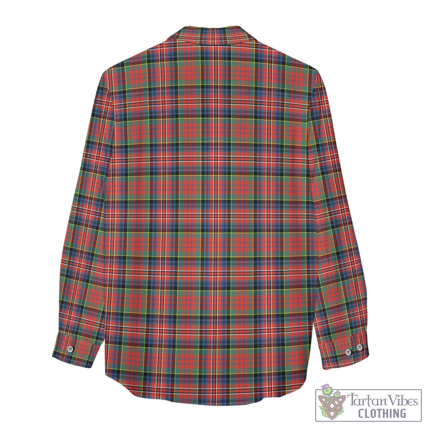 Tartan Vibes Clothing MacPherson Ancient Tartan Womens Casual Shirt with Family Crest