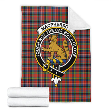 MacPherson Ancient Tartan Blanket with Family Crest