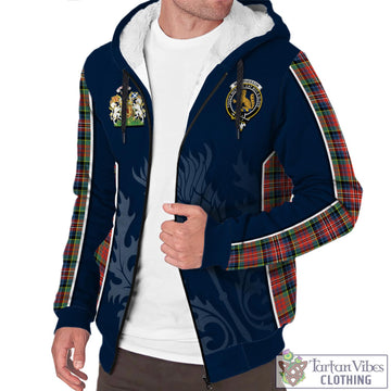 MacPherson Ancient Tartan Sherpa Hoodie with Family Crest and Scottish Thistle Vibes Sport Style