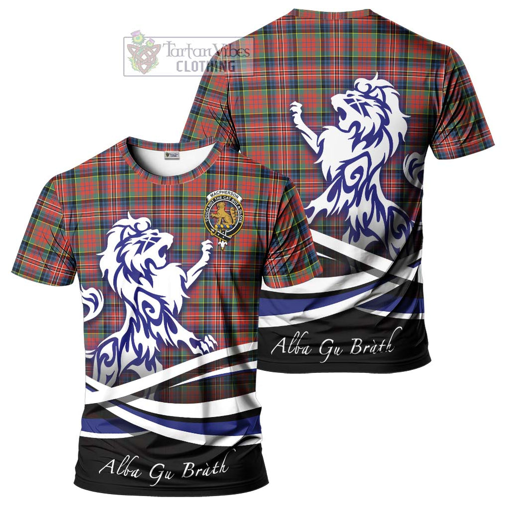 Tartan Vibes Clothing MacPherson Ancient Tartan Cotton T-shirt with Alba Gu Brath Regal Lion Emblem