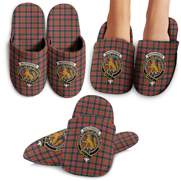 MacPherson Ancient Tartan Home Slippers with Family Crest