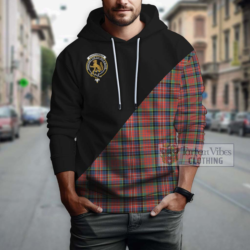 MacPherson Ancient Tartan Hoodie with Family Crest and Military Logo Style - Tartanvibesclothing Shop