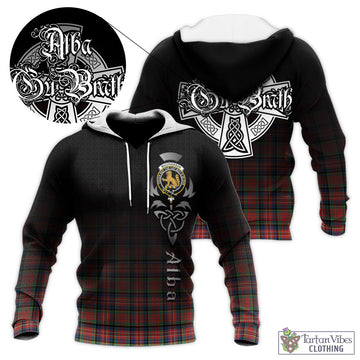 MacPherson Ancient Tartan Knitted Hoodie Featuring Alba Gu Brath Family Crest Celtic Inspired