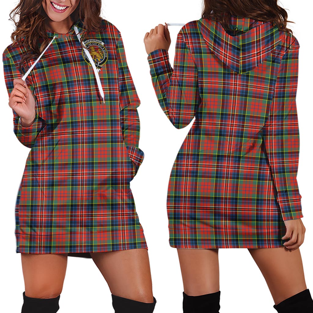 MacPherson Ancient Tartan Hoodie Dress with Family Crest - Tartan Vibes Clothing