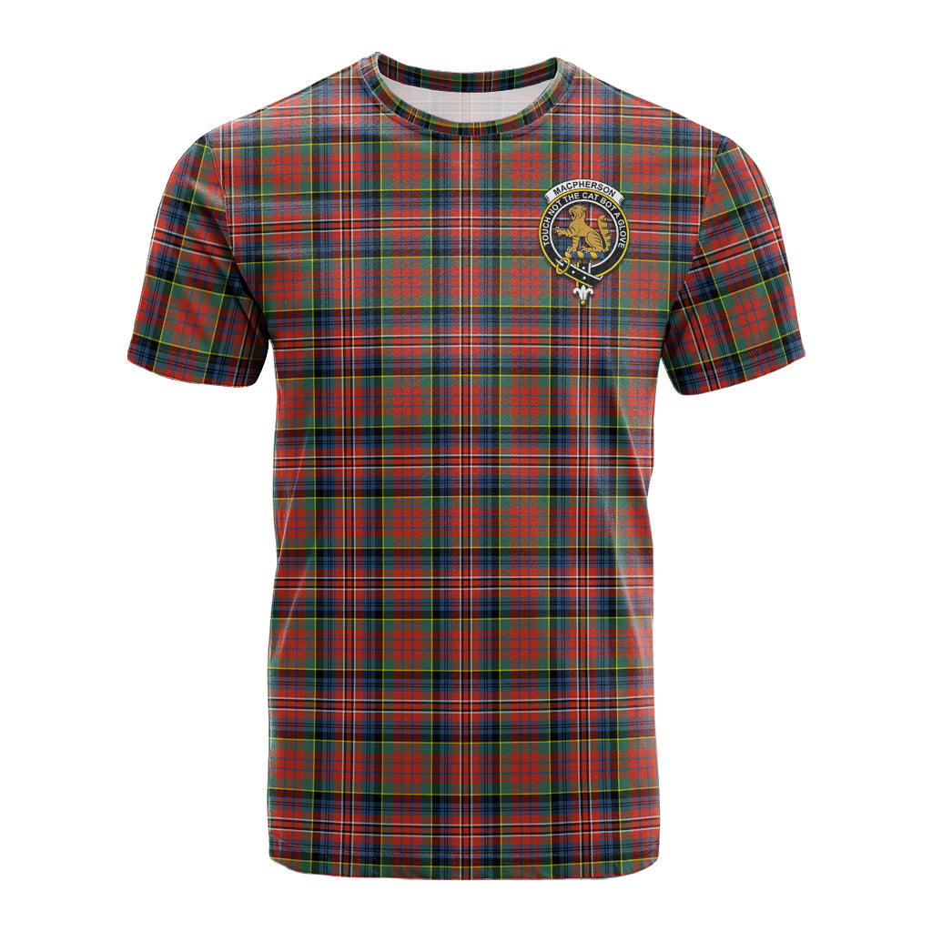 MacPherson Ancient Tartan T-Shirt with Family Crest - Tartan Vibes Clothing