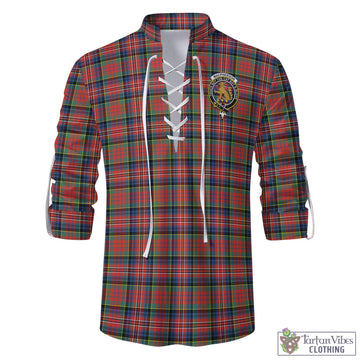 MacPherson Ancient Tartan Men's Scottish Traditional Jacobite Ghillie Kilt Shirt with Family Crest