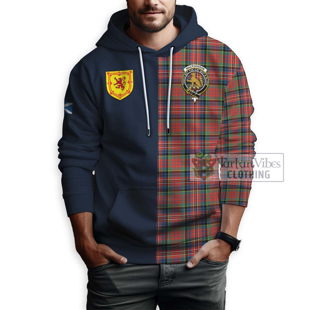 Tartan Vibes Clothing MacPherson Ancient Tartan Hoodie with Scottish Lion Royal Arm Half Style