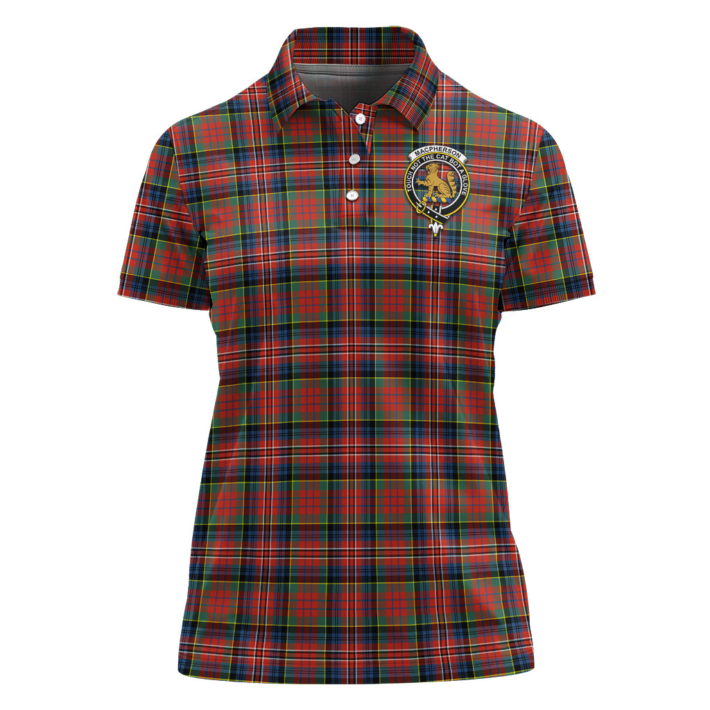 MacPherson Ancient Tartan Polo Shirt with Family Crest For Women - Tartan Vibes Clothing