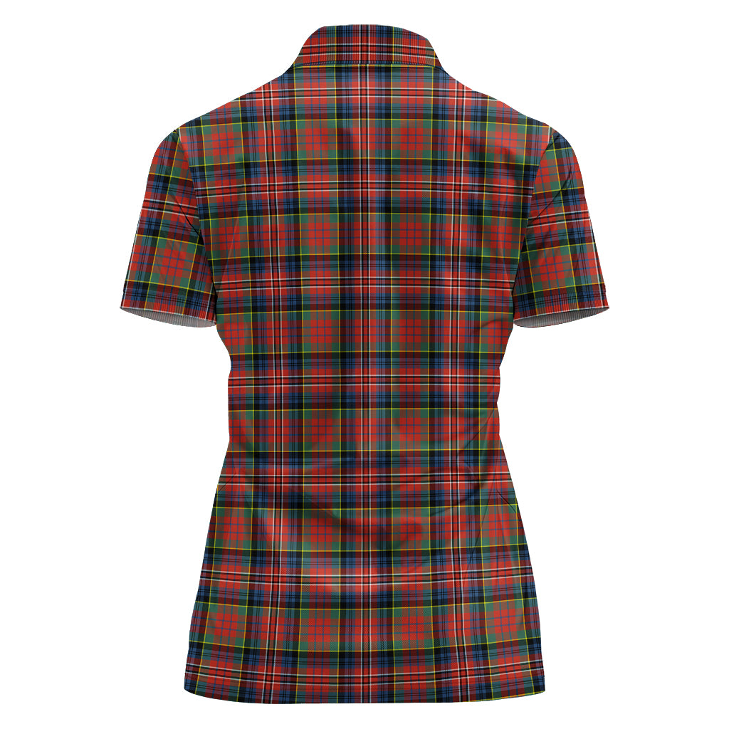 MacPherson Ancient Tartan Polo Shirt with Family Crest For Women - Tartan Vibes Clothing