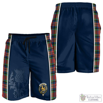 MacPherson Ancient Tartan Men's Shorts with Family Crest and Scottish Thistle Vibes Sport Style