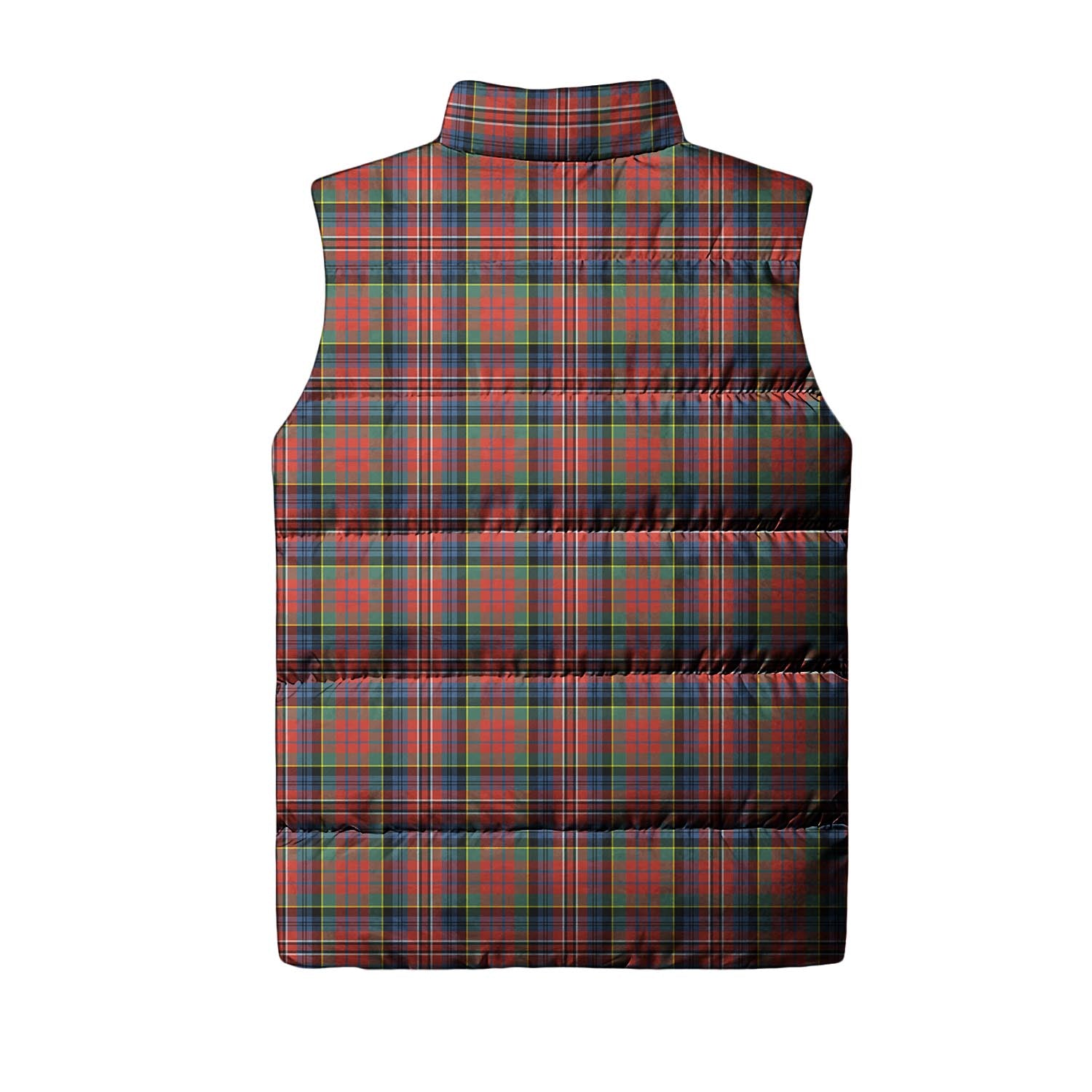 MacPherson Ancient Tartan Sleeveless Puffer Jacket with Family Crest - Tartanvibesclothing