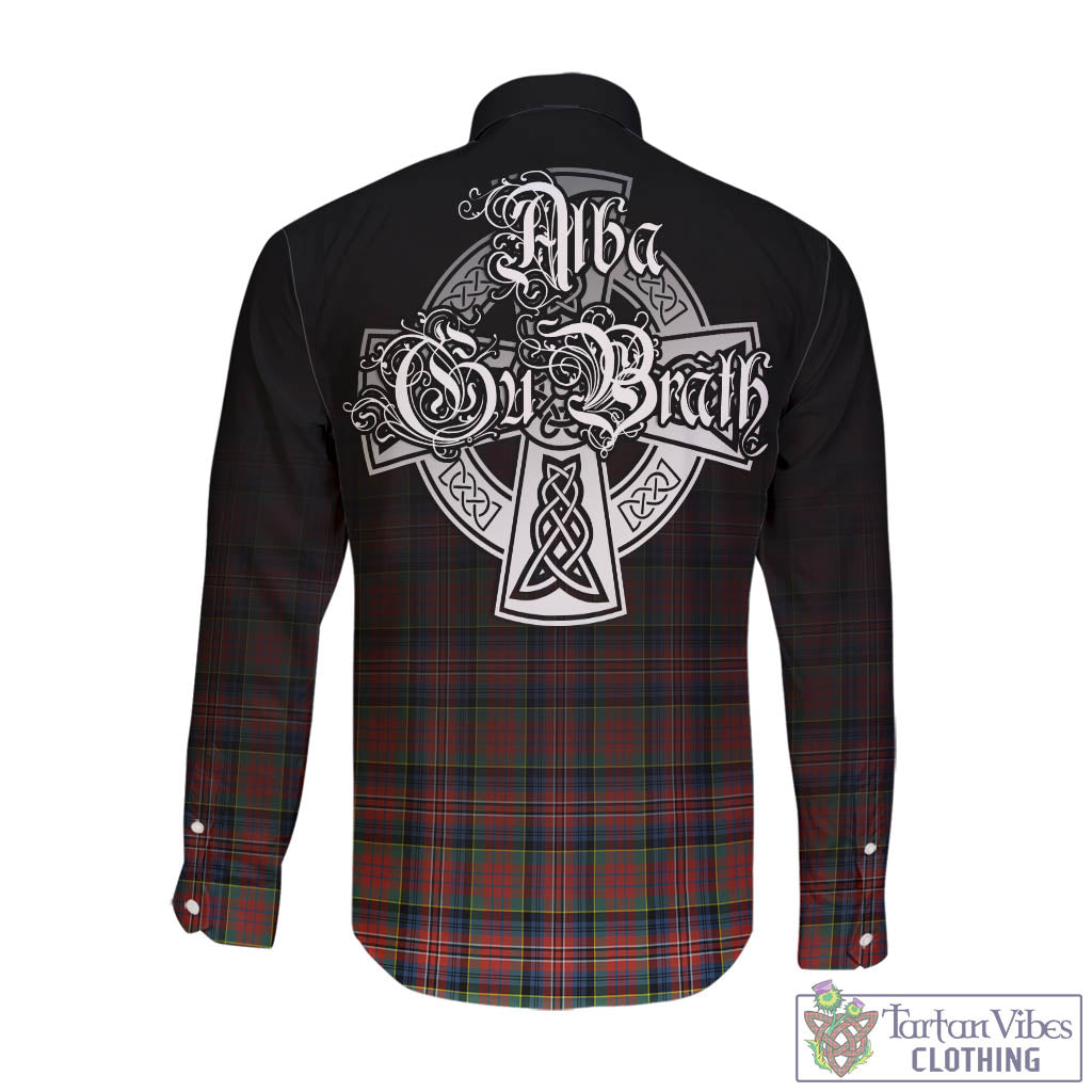 Tartan Vibes Clothing MacPherson Ancient Tartan Long Sleeve Button Up Featuring Alba Gu Brath Family Crest Celtic Inspired