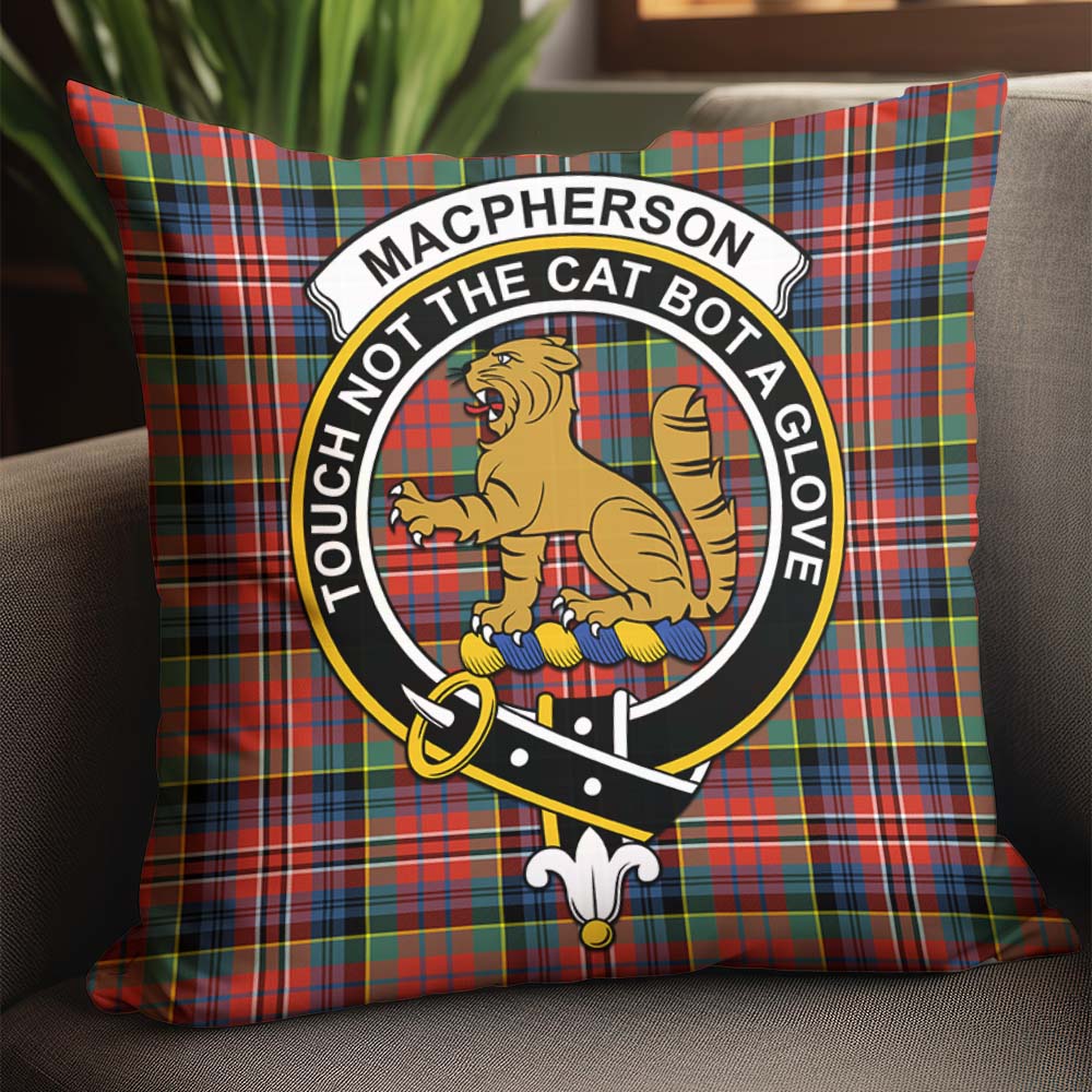 MacPherson Ancient Tartan Pillow Cover with Family Crest - Tartanvibesclothing