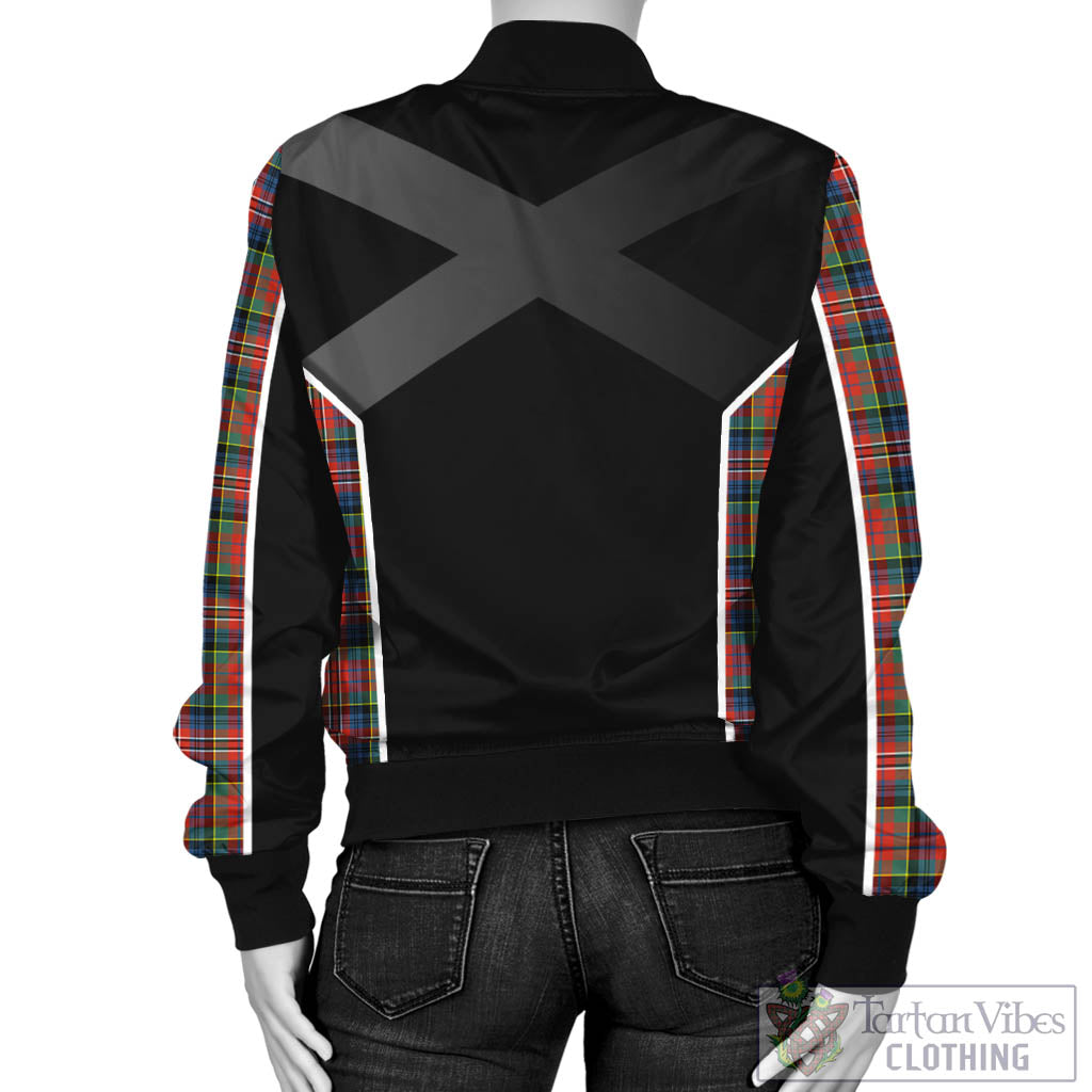 Tartan Vibes Clothing MacPherson Ancient Tartan Bomber Jacket with Family Crest and Scottish Thistle Vibes Sport Style