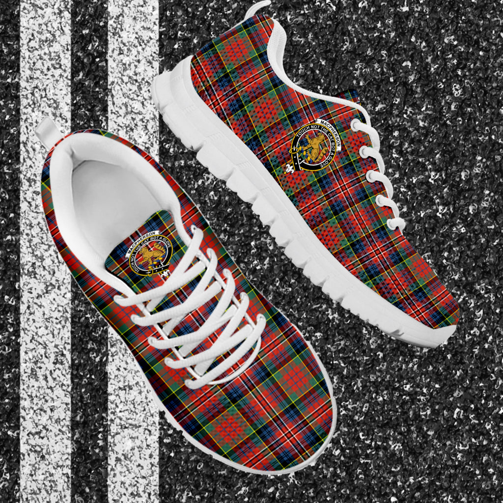 MacPherson Ancient Tartan Sneakers with Family Crest - Tartan Vibes Clothing