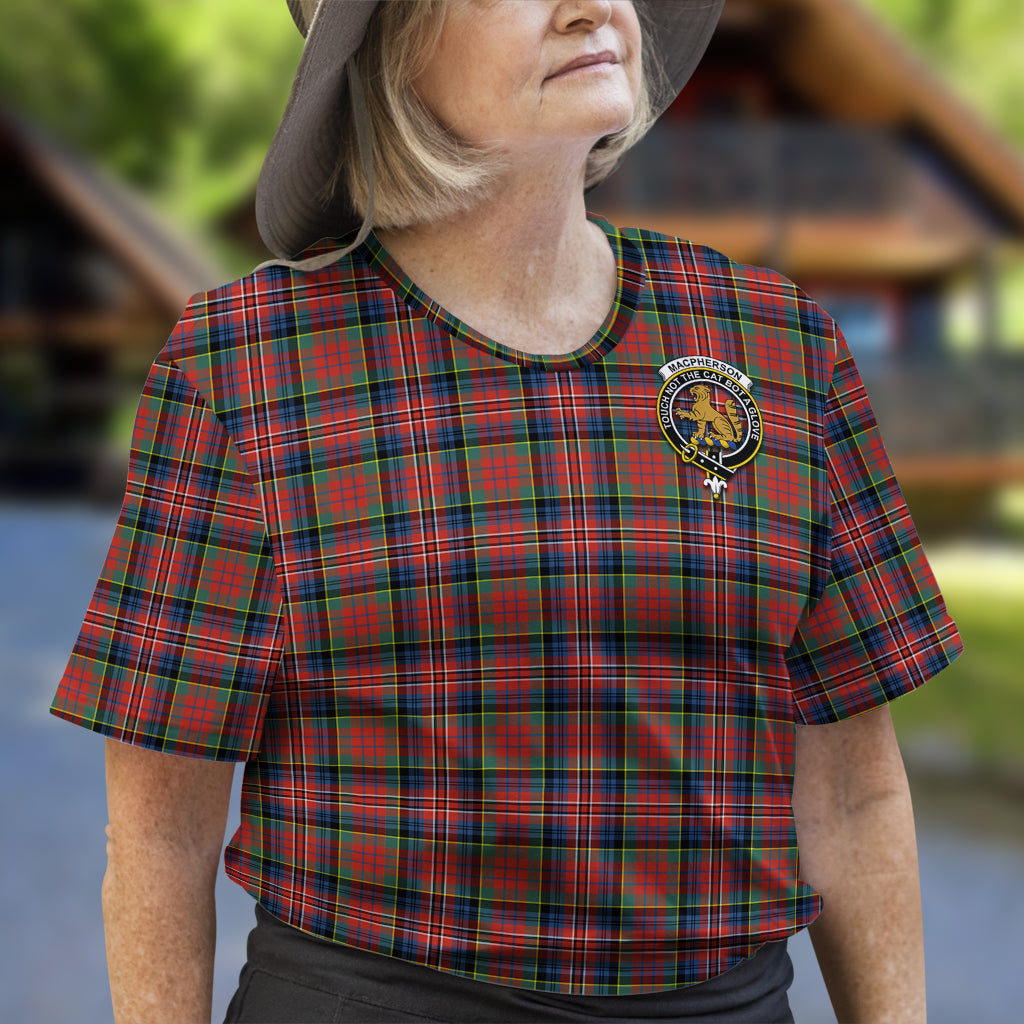 MacPherson Ancient Tartan T-Shirt with Family Crest - Tartan Vibes Clothing