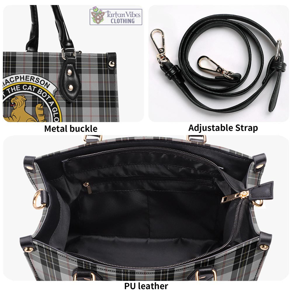 Tartan Vibes Clothing MacPherson Dress Tartan Luxury Leather Handbags with Family Crest