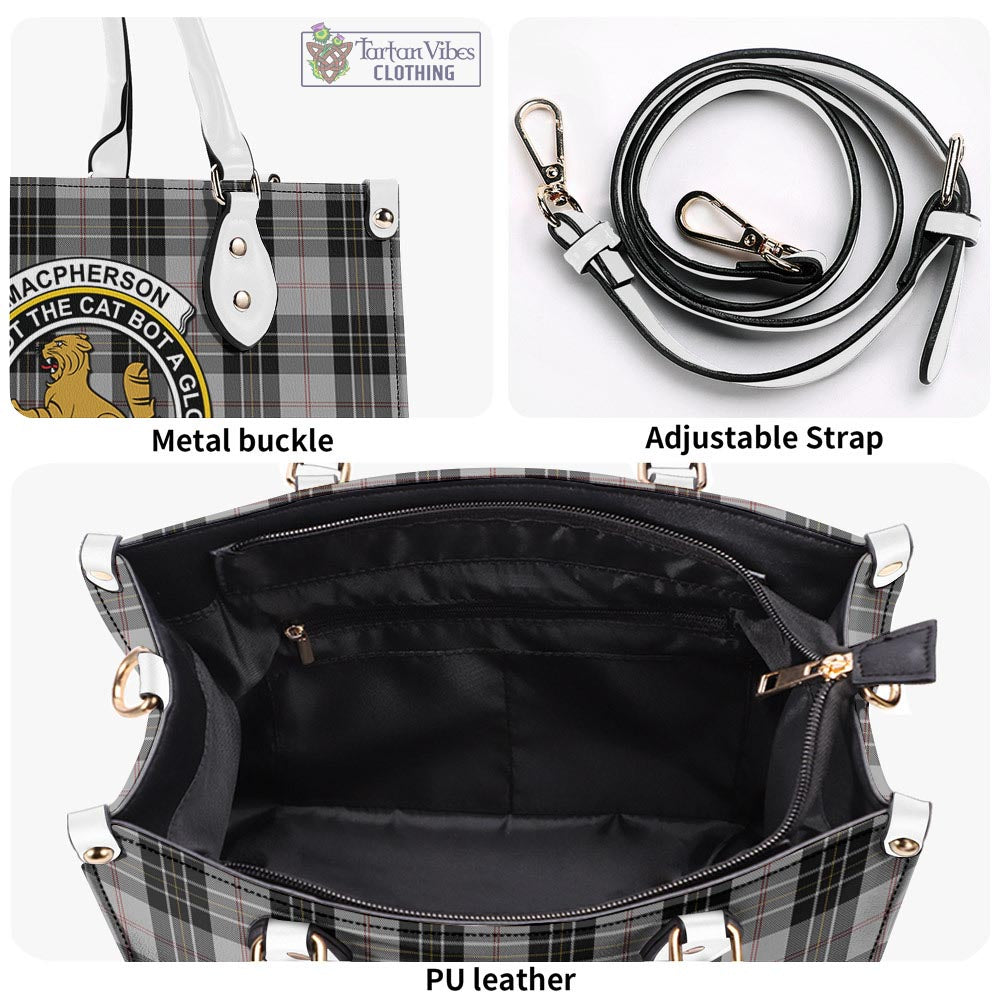 Tartan Vibes Clothing MacPherson Dress Tartan Luxury Leather Handbags with Family Crest