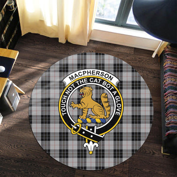 MacPherson Dress Tartan Round Rug with Family Crest