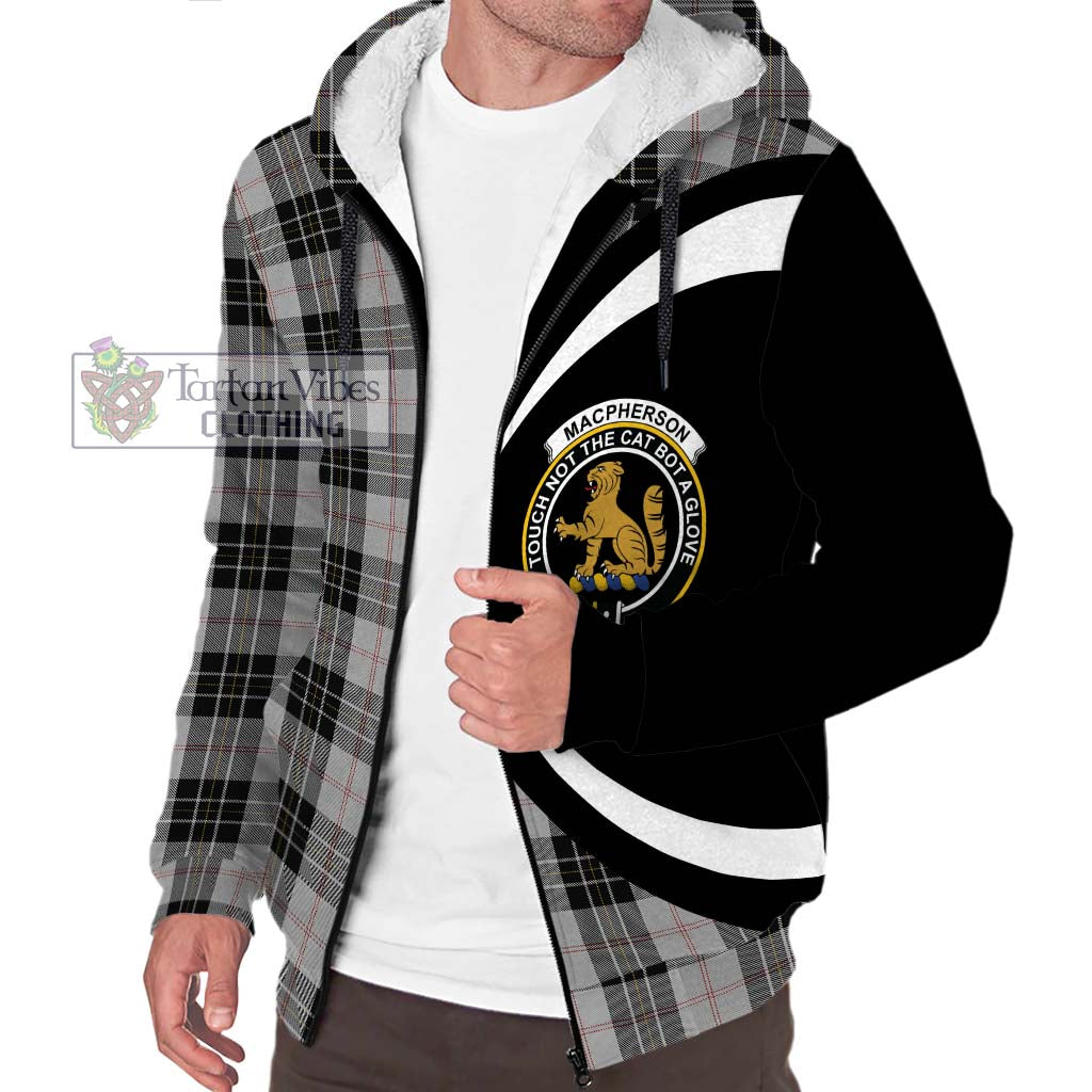 MacPherson Dress Tartan Sherpa Hoodie with Family Crest Circle Style Unisex S - Tartan Vibes Clothing