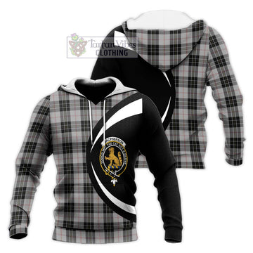 MacPherson Dress Tartan Knitted Hoodie with Family Crest Circle Style