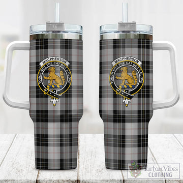 MacPherson Dress Tartan and Family Crest Tumbler with Handle