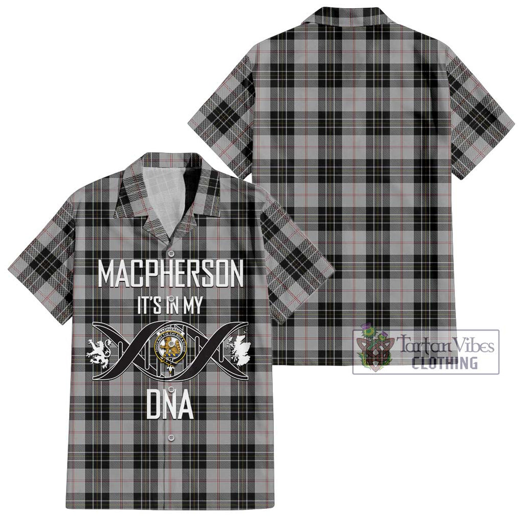 MacPherson Dress Tartan Short Sleeve Button Shirt with Family Crest DNA In Me Style Kid - Tartanvibesclothing Shop