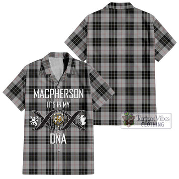 MacPherson Dress Tartan Short Sleeve Button Shirt with Family Crest DNA In Me Style