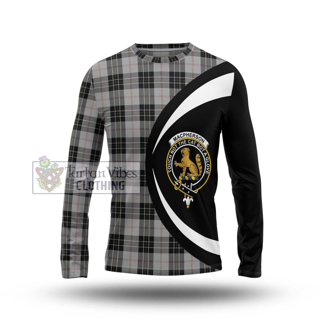 MacPherson Dress Tartan Long Sleeve T-Shirt with Family Crest Circle Style Unisex - Tartan Vibes Clothing