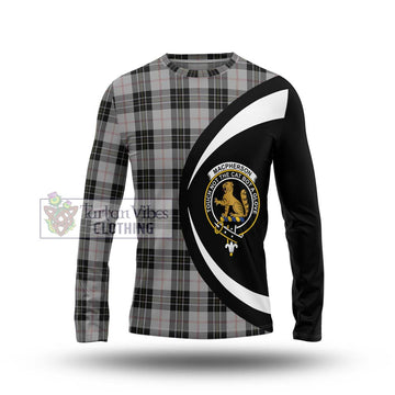 MacPherson Dress Tartan Long Sleeve T-Shirt with Family Crest Circle Style