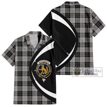 MacPherson Dress Tartan Short Sleeve Button Up with Family Crest Circle Style