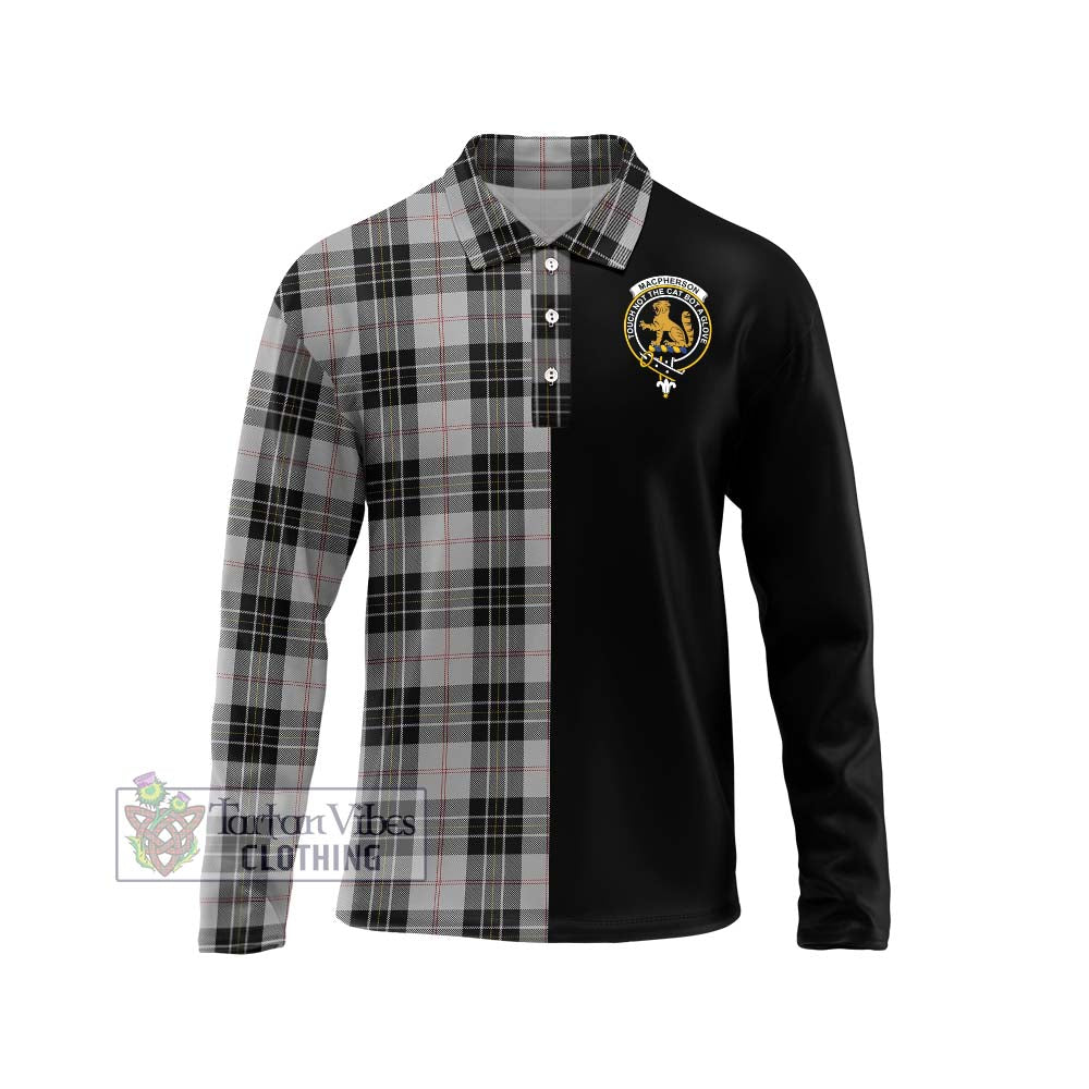 MacPherson Dress Tartan Long Sleeve Polo Shirt with Family Crest and Half Of Me Style Unisex - Tartanvibesclothing Shop