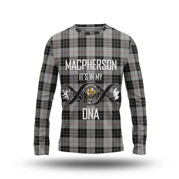 MacPherson Dress Tartan Long Sleeve T-Shirt with Family Crest DNA In Me Style