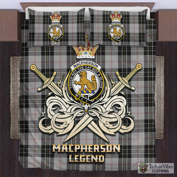 MacPherson Dress Tartan Bedding Set with Clan Crest and the Golden Sword of Courageous Legacy