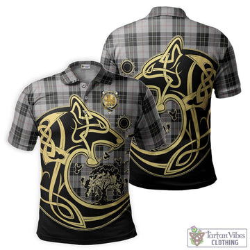 MacPherson Dress Tartan Polo Shirt with Family Crest Celtic Wolf Style