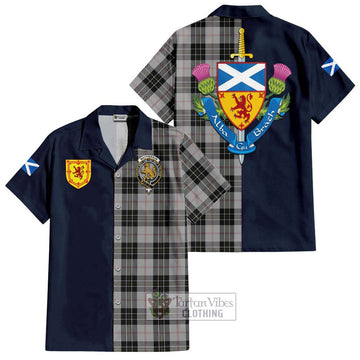 MacPherson Dress Tartan Short Sleeve Button Shirt Alba with Scottish Lion Royal Arm Half Style