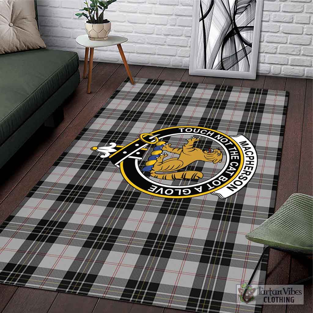 Tartan Vibes Clothing MacPherson Dress Tartan Area Rug with Family Crest