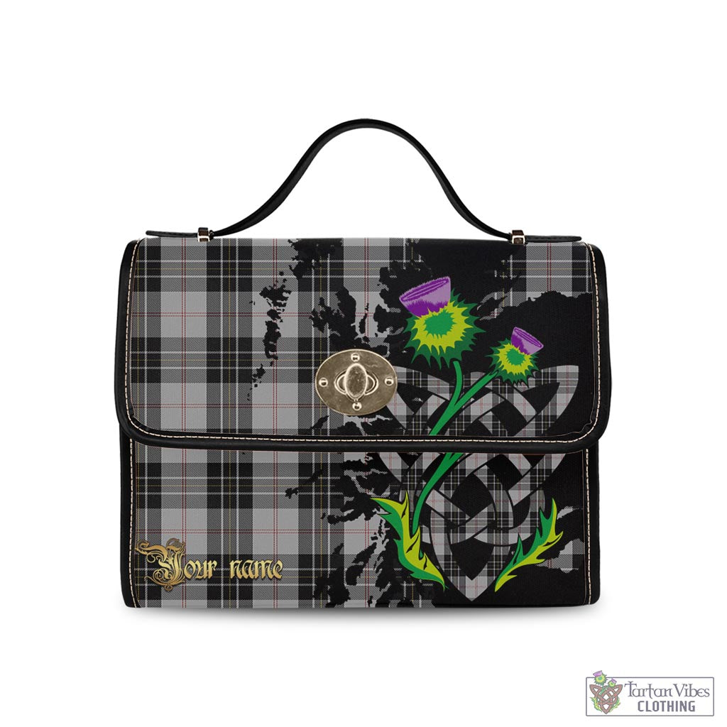 Tartan Vibes Clothing MacPherson Dress Tartan Waterproof Canvas Bag with Scotland Map and Thistle Celtic Accents