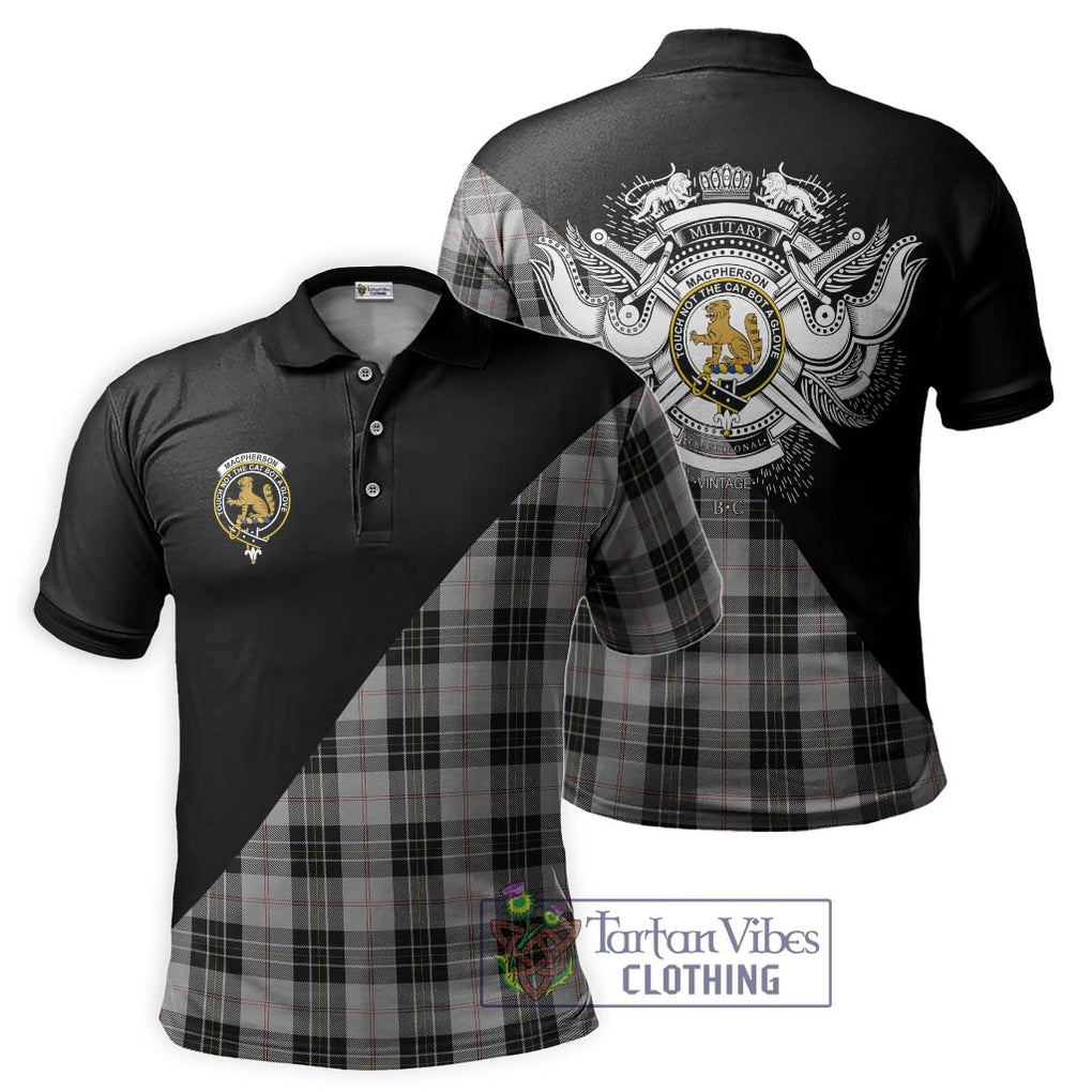 MacPherson Dress Tartan Polo Shirt with Family Crest and Military Logo Style Kid - Tartanvibesclothing Shop