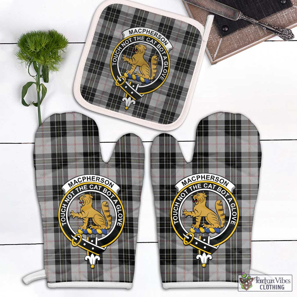 MacPherson Dress Tartan Combo Oven Mitt & Pot-Holder with Family Crest Combo 1 Oven Mitt & 1 Pot-Holder White - Tartan Vibes Clothing