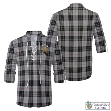 MacPherson Dress Tartan Men's Scottish Traditional Jacobite Ghillie Kilt Shirt with Family Crest