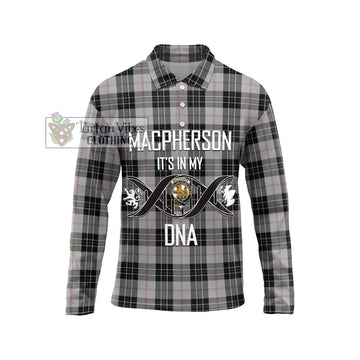 MacPherson Dress Tartan Long Sleeve Polo Shirt with Family Crest DNA In Me Style