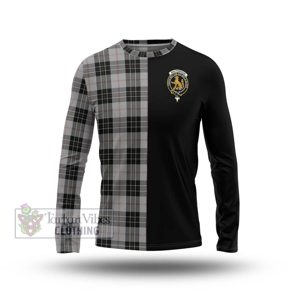 MacPherson Dress Tartan Long Sleeve T-Shirt with Family Crest and Half Of Me Style Unisex - Tartanvibesclothing Shop