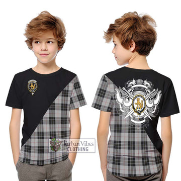 MacPherson Dress Tartan Kid T-Shirt with Family Crest and Military Logo Style