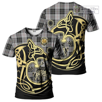 MacPherson Dress Tartan T-Shirt with Family Crest Celtic Wolf Style