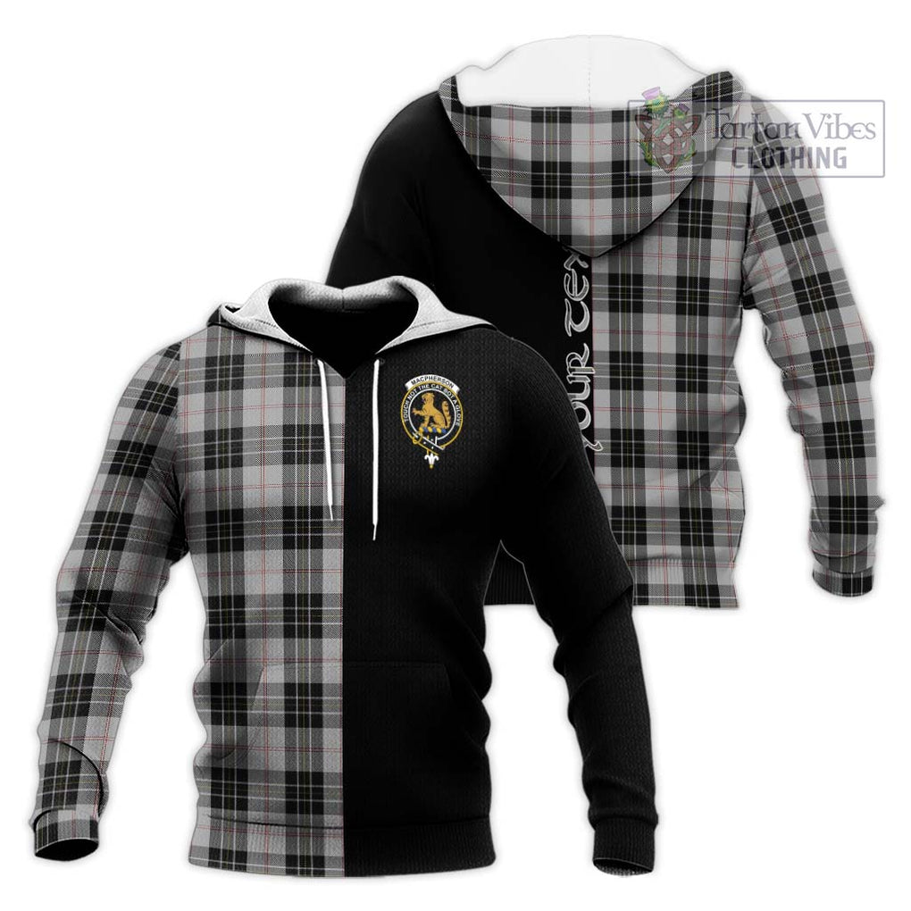 MacPherson Dress Tartan Knitted Hoodie with Family Crest and Half Of Me Style Unisex Knitted Pullover Hoodie - Tartanvibesclothing Shop