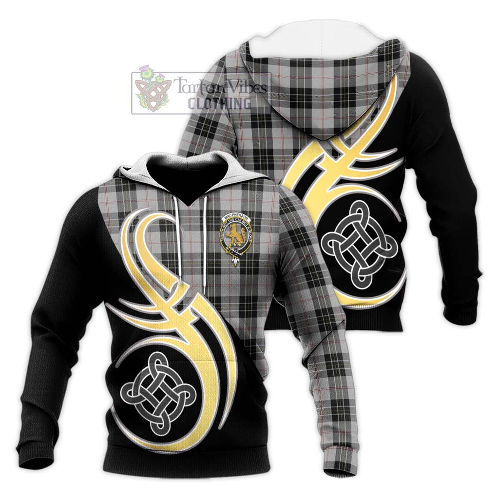 MacPherson Dress Tartan Knitted Hoodie with Family Crest and Celtic Symbol Style Unisex Knitted Pullover Hoodie - Tartan Vibes Clothing